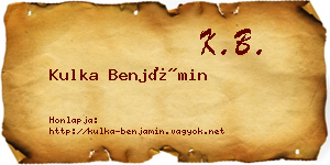 Kulka Benjámin névjegykártya